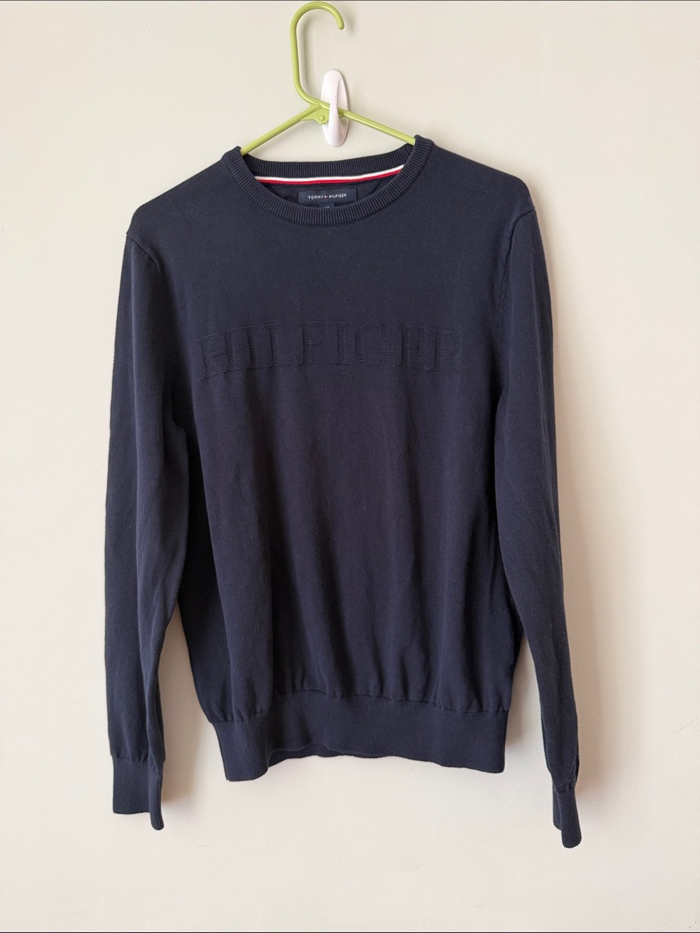 Tommy Hilfiger Navy Crewneck Sweatshirt with Embossed Logo